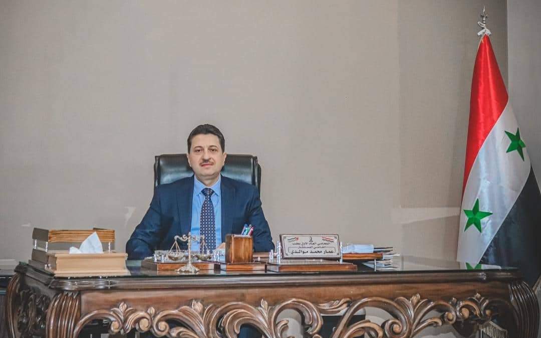 المحامي العام الأول بحلب القاضي الأستاذ عمار موالدي 
( نعمل على تحقيق أهداف وزارة العدل )