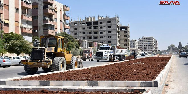 بدء أعمال تأهيل مدخل مدينة حماة الشرقي
