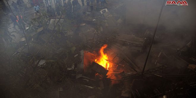 حريق في منطقة الدويلعة بدمشق
