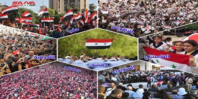 مسيرات شعبية حاشدة في جميع المحافظات تأكيدا على المشاركة في الاستحقاق الدستوري 